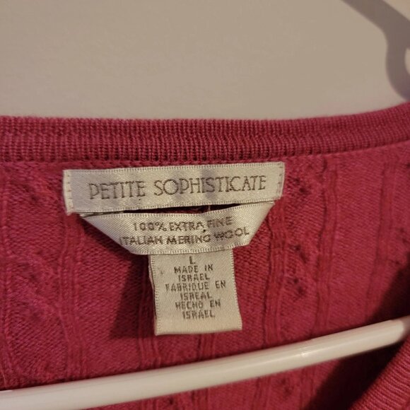 Petite Sophisticate Womens Cardigan Cable Knit Sweater Size Large Preppy Wool - Picture 3 of 5